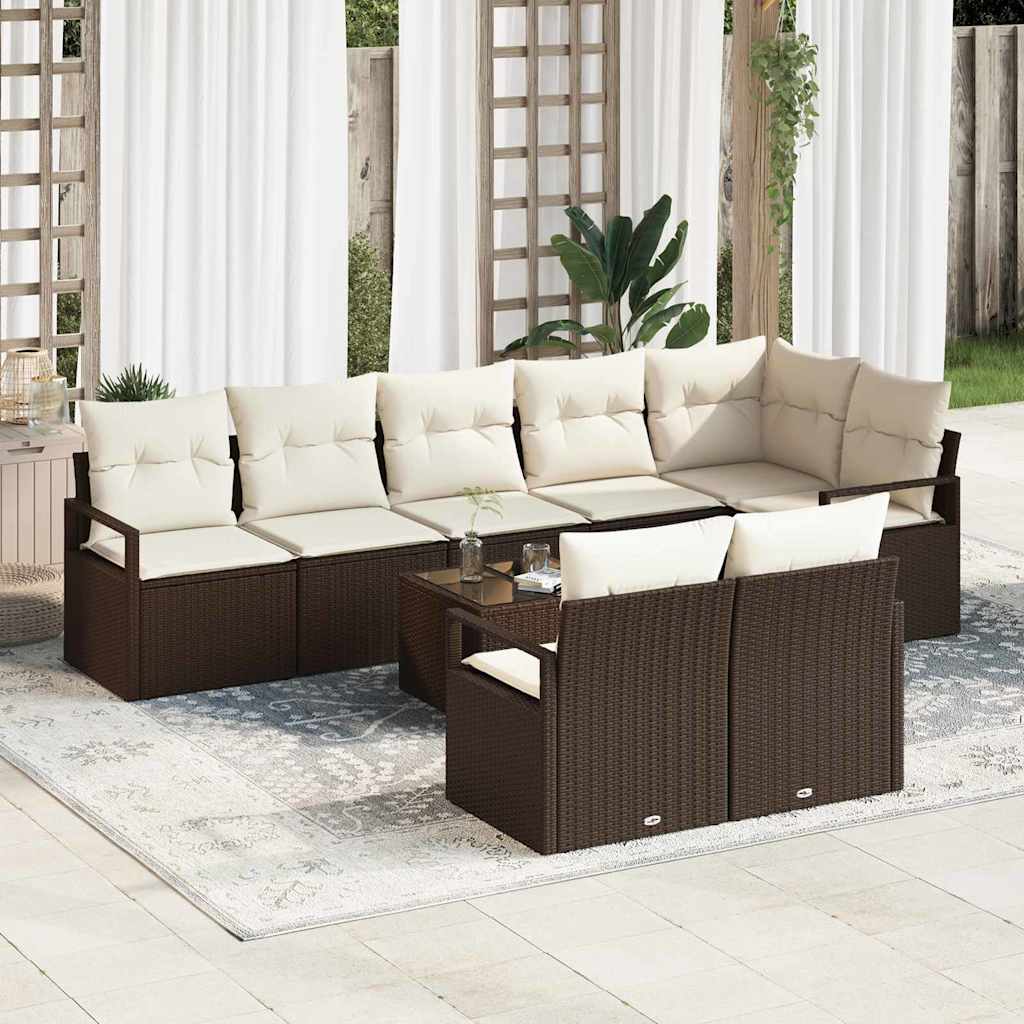 vidaXL Garden Lounge Set with cushions 8 pcs Black and White poly rattan