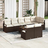 vidaXL Garden Lounge Set with cushions 8 pcs Black and White poly rattan