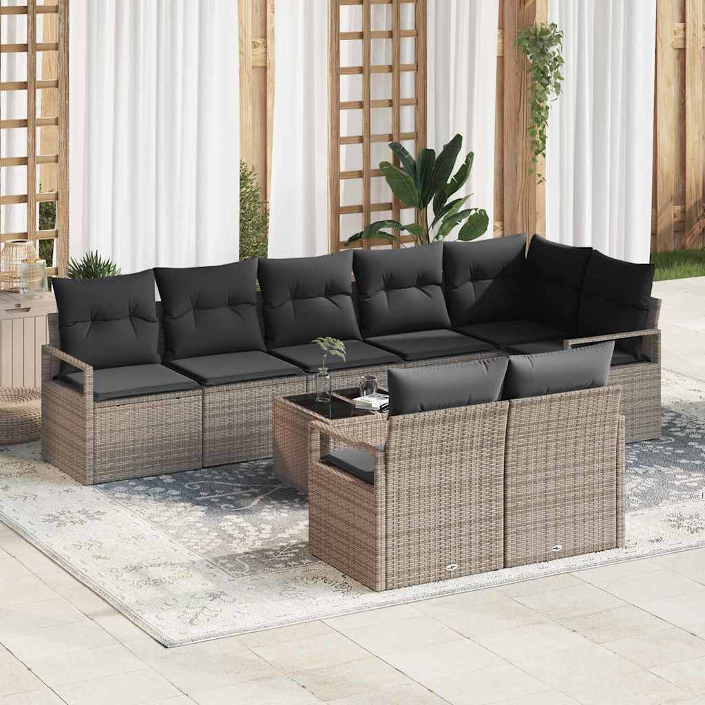 vidaXL Garden Lounge Set with cushions 8 pcs Black and White poly rattan