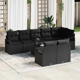 vidaXL Garden Lounge Set with cushions 8 pcs Black and White poly rattan