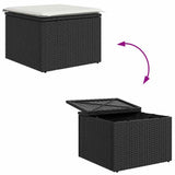 vidaXL Bankstel met kussen met opslag 6 pcs Zwart en Crème poly rattan