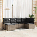 vidaXL Bankstel met kussen met opslag 6 pcs Zwart en Crème poly rattan