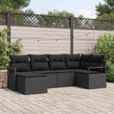 vidaXL Bankstel met kussen met opslag 6 pcs Zwart en Crème poly rattan