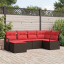 vidaXL Bankstel met kussen met opslag 6 pcs Bruin en Rood poly rattan