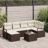 vidaXL Bankstel met kussen met opslag 6 pcs Zwart en Crème poly rattan