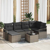 vidaXL Bankstel met kussen met opslag 6 pcs Zwart en Crème poly rattan