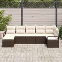 vidaXL Bankstel met kussen met opslag 7 pcs Zwart en Crème poly rattan