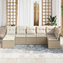 vidaXL Bankstel met kussen met opslag 7 pcs Zwart en Crème poly rattan
