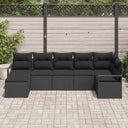 vidaXL Bankstel met kussen met opslag 7 pcs Zwart en Crème poly rattan