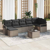 vidaXL Bankstel met kussen met opslag 7 pcs Zwart en Crème poly rattan