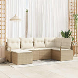 vidaXL Bankstel met kussen met opslag 7 pcs Zwart en Crème poly rattan