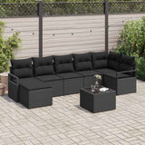 vidaXL Bankstel met kussen met opslag 7 pcs Zwart en Crème poly rattan
