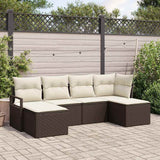 vidaXL Sofa Set with Cushions and Storage 6 pcs Black and Cream poly rattan