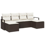 vidaXL Sofa Set with Cushions and Storage 6 pcs Black and Cream poly rattan