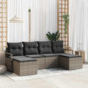 vidaXL Sofa Set with Cushions and Storage 6 pcs Black and Cream poly rattan