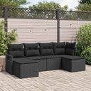 vidaXL Sofa Set with Cushions and Storage 6 pcs Black and Cream poly rattan