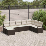 vidaXL Bankstel met kussen met opslag 8 pcs Zwart en Crème poly rattan