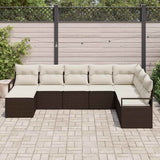 vidaXL Bankstel met kussen met opslag 8 pcs Zwart en Crème poly rattan