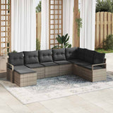 vidaXL Bankstel met kussen met opslag 8 pcs Zwart en Crème poly rattan