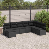 vidaXL Bankstel met kussen met opslag 8 pcs Zwart en Crème poly rattan