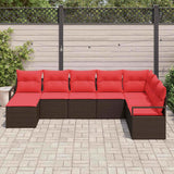 vidaXL Sofa Set with Cushion and Storage 8 pcs Brown and Red Poly Rattan