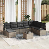 vidaXL Bankstel met kussen met opslag 8 pcs Zwart en Crème poly rattan
