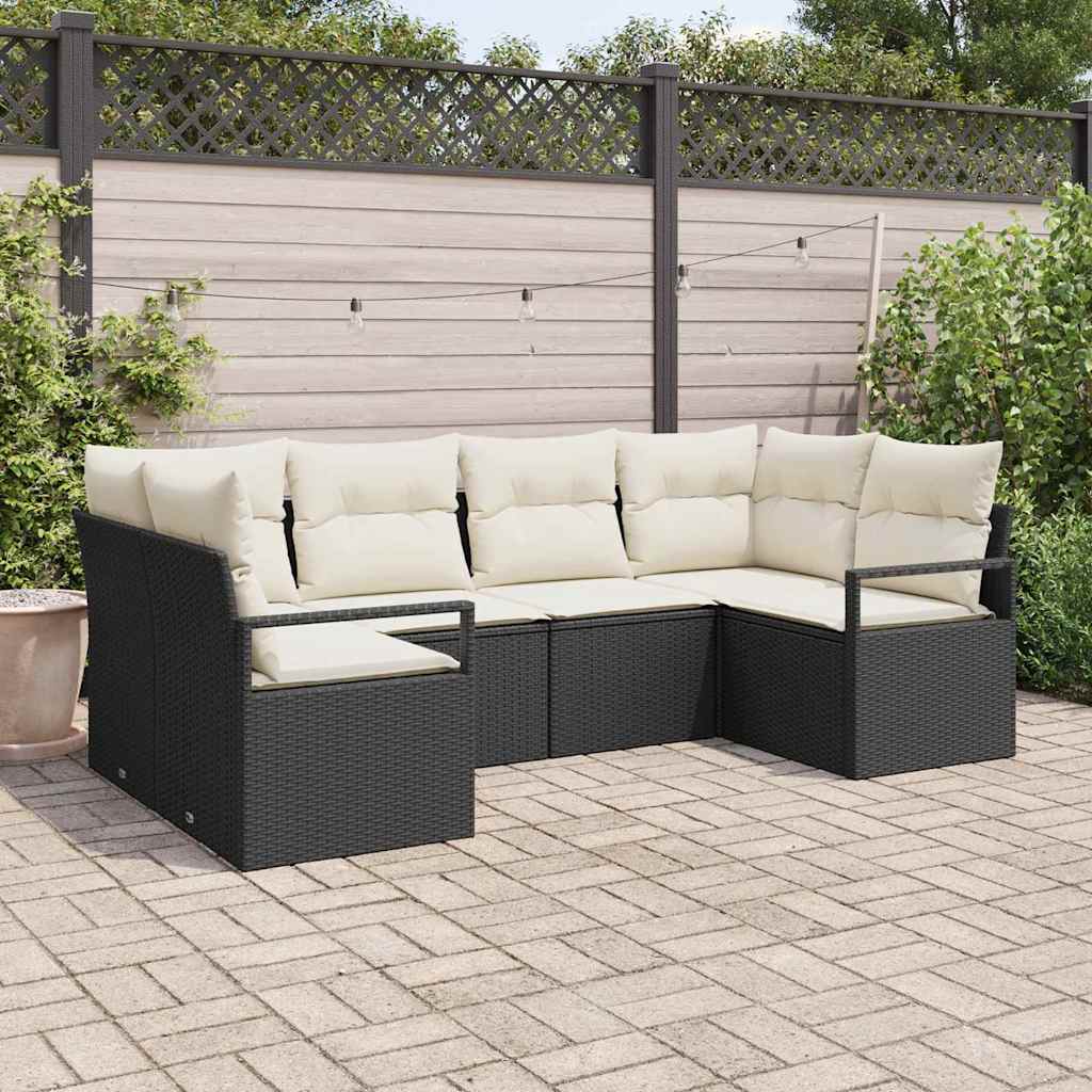 vidaXL Garden Lounge Set with Cushion 6 pcs Black and White poly rattan