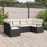 vidaXL Garden Lounge Set with Cushion 6 pcs Black and White poly rattan