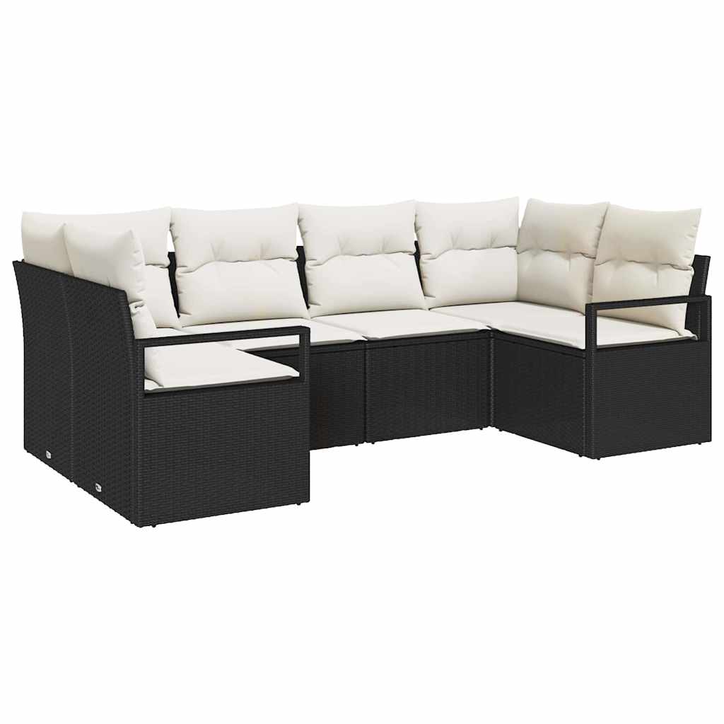 vidaXL Garden Lounge Set with Cushion 6 pcs Black and White poly rattan