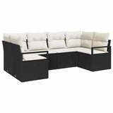 vidaXL Garden Lounge Set with Cushion 6 pcs Black and White poly rattan