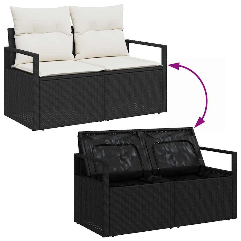 vidaXL Garden Lounge Set with Cushion 6 pcs Black and White poly rattan