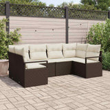 vidaXL Garden Lounge Set with Cushion 6 pcs Black and White poly rattan