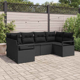vidaXL Garden Lounge Set with Cushion 6 pcs Black and White poly rattan