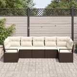 vidaXL Tuinbank Set met kussen 7 pcs Zwart en Wit poly rattan