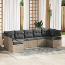 vidaXL Tuinbank Set met kussen 7 pcs Zwart en Wit poly rattan