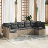 vidaXL Tuinbank Set met kussen 7 pcs Zwart en Wit poly rattan