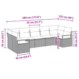 vidaXL Tuinbank Set met kussen 7 pcs Bruin en Rood poly rattan