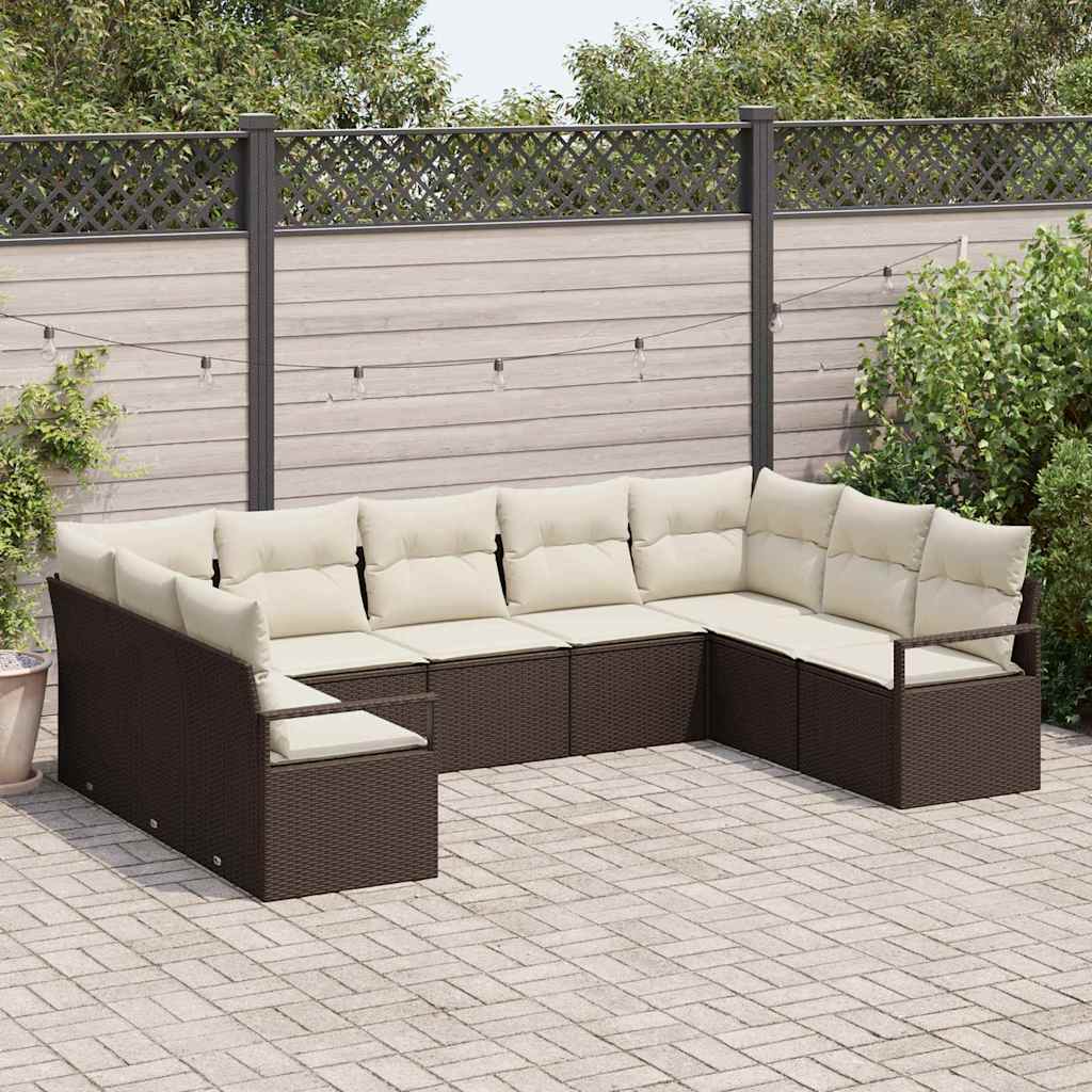 vidaXL Garden Sofa Set with cushions 9 pcs Black and White poly rattan