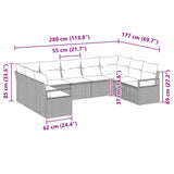 vidaXL Garden Sofa Set with cushions 9 pcs Black and White poly rattan