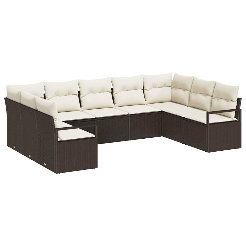vidaXL Garden Sofa Set with cushions 9 pcs Black and White poly rattan
