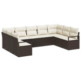 vidaXL Garden Sofa Set with cushions 9 pcs Black and White poly rattan
