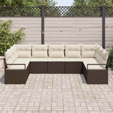 vidaXL Garden Sofa Set with cushions 9 pcs Black and White poly rattan