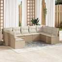 vidaXL Garden Sofa Set with cushions 9 pcs Black and White poly rattan