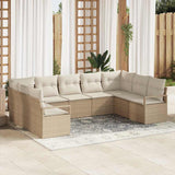 vidaXL Garden Sofa Set with cushions 9 pcs Black and White poly rattan