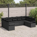 vidaXL Garden Sofa Set with cushions 9 pcs Black and White poly rattan