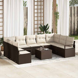 vidaXL Garden Sofa Set with cushions 9 pcs Black and White poly rattan