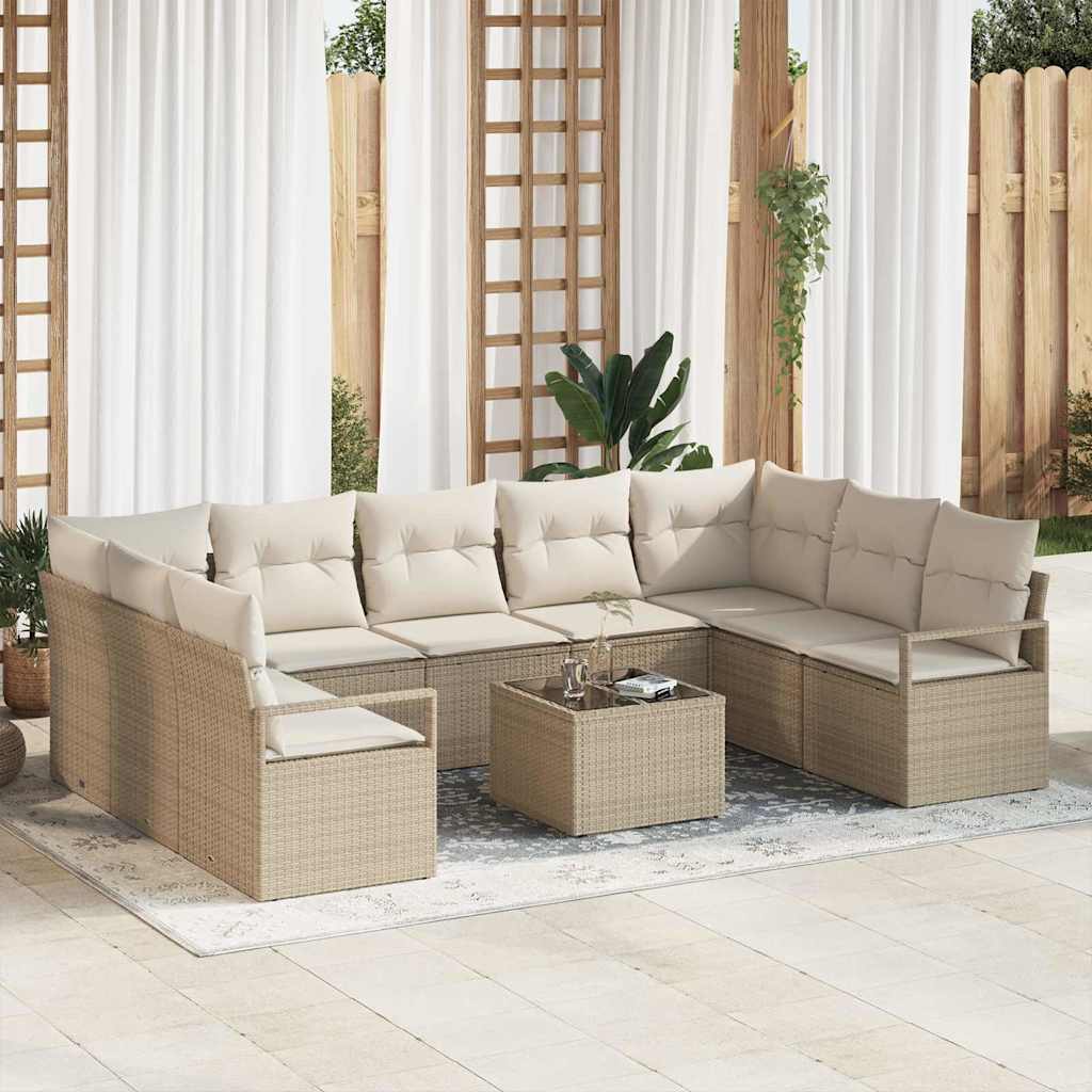 vidaXL Garden Sofa Set with cushions 9 pcs Black and White poly rattan