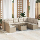 vidaXL Garden Sofa Set with cushions 9 pcs Black and White poly rattan