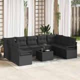 vidaXL Garden Sofa Set with cushions 9 pcs Black and White poly rattan