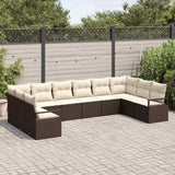 vidaXL Tuinbank Set met kussen 10 pcs Zwart en Wit poly rattan